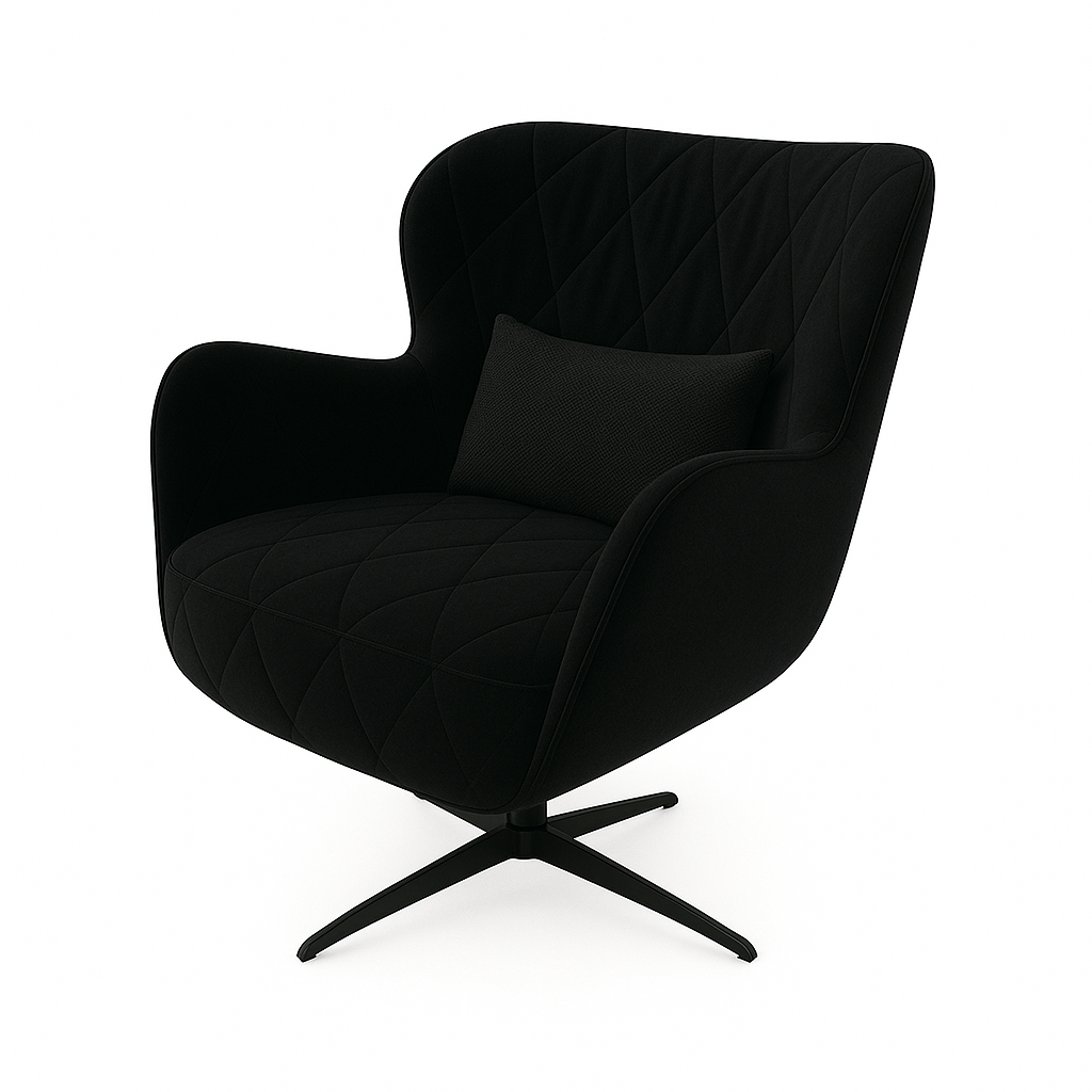 Fotoliu catifea NEAGRA | model ENA