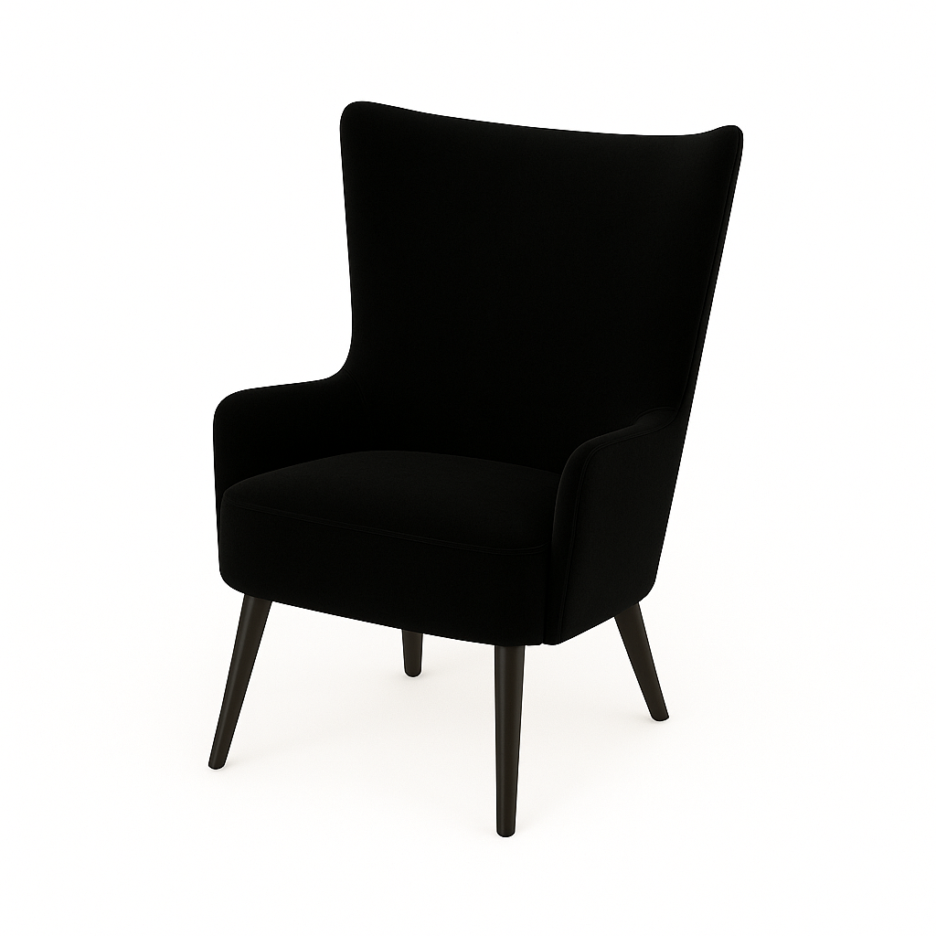 Fotoliu catifea NEAGRA | model LAURA