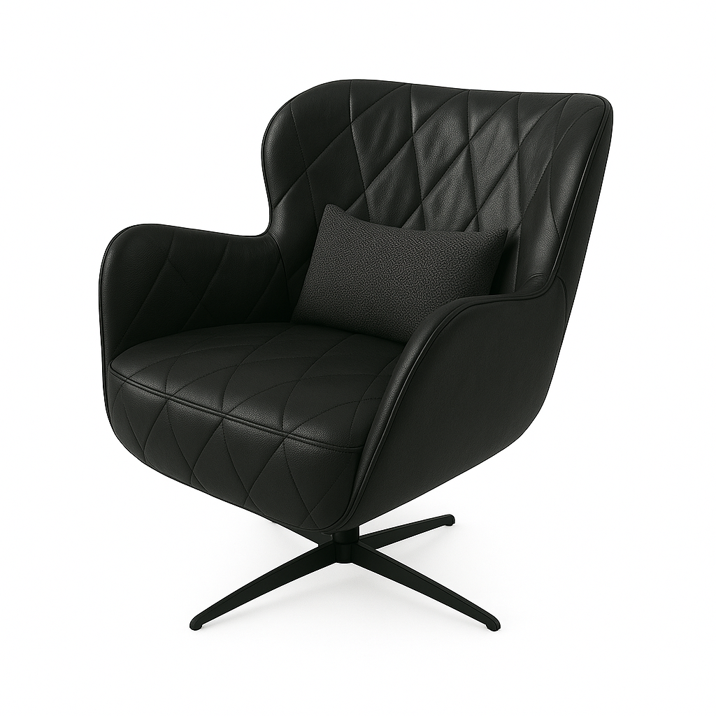 Fotoliu piele NEAGRA | model ENA